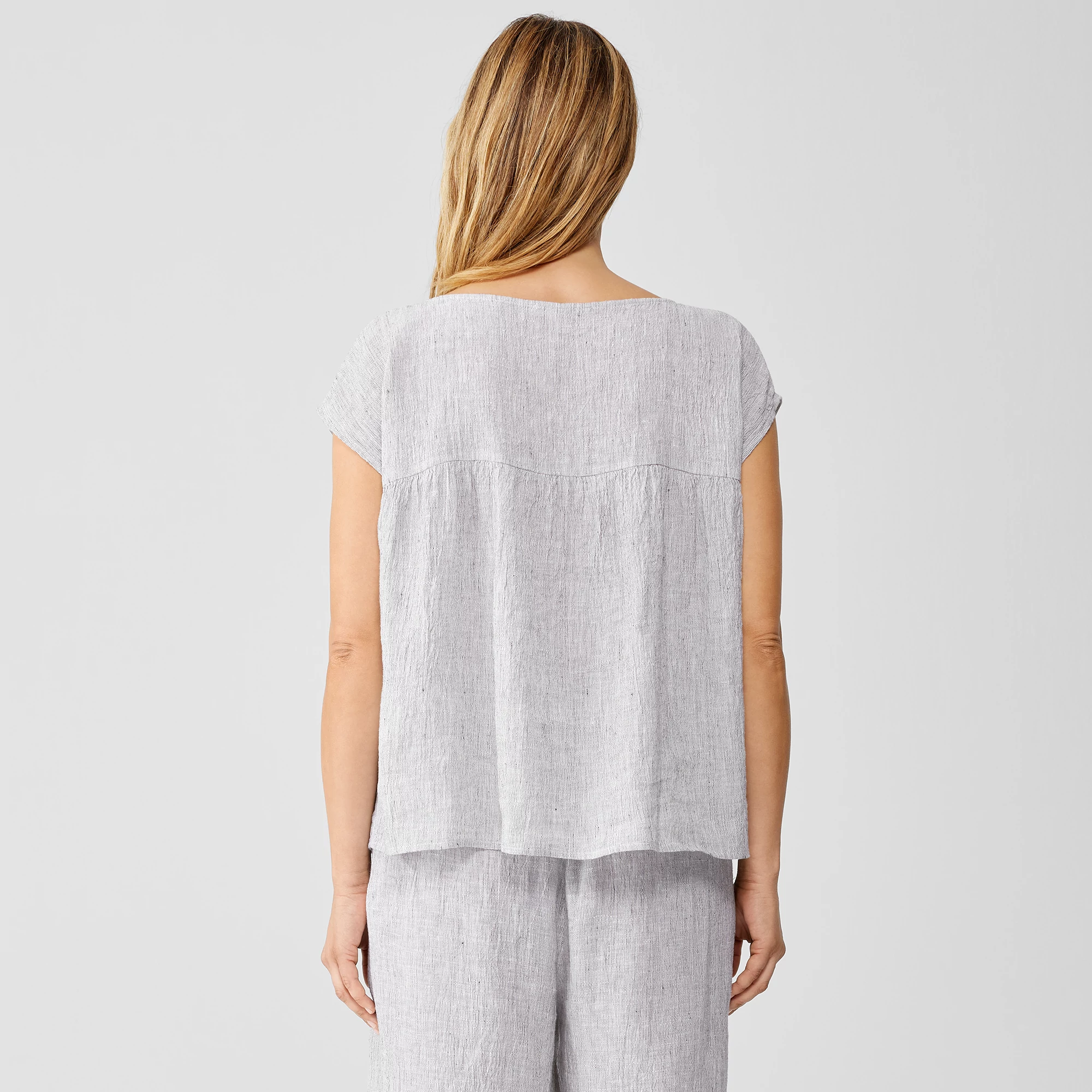Eileen fisher striped linen top
