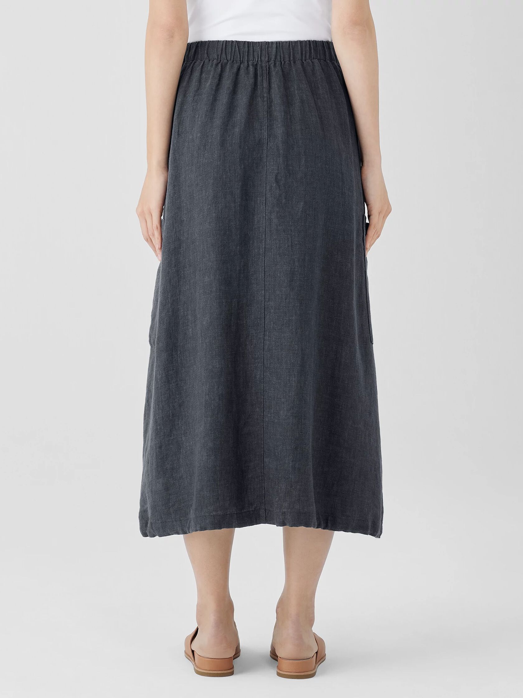 Washed Organic Linen Délavé Cargo Skirt