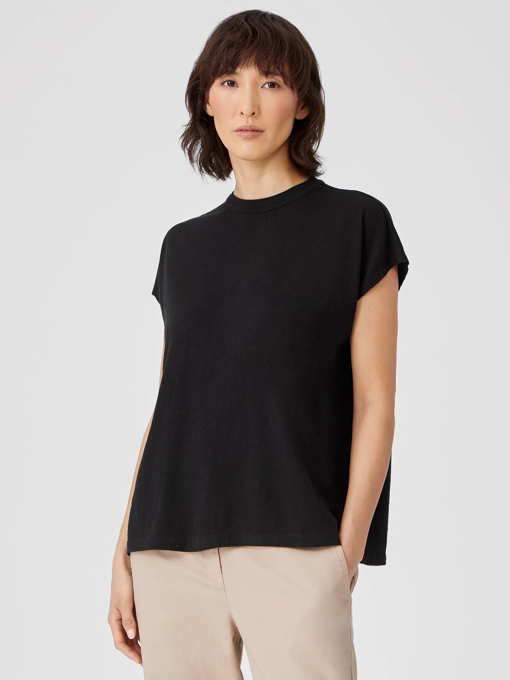 Organic Cotton Slub High Crew Neck Tee