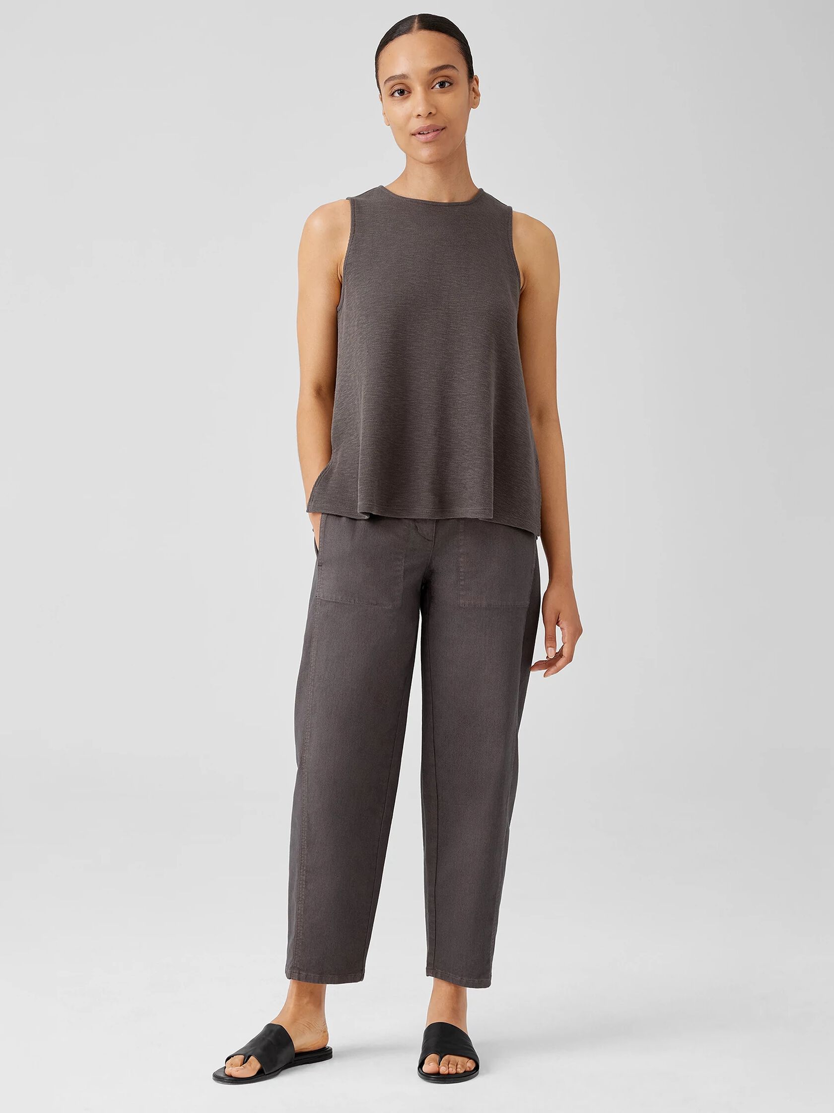 Organic Cotton Slubby Rib Knit Crew Neck Tank