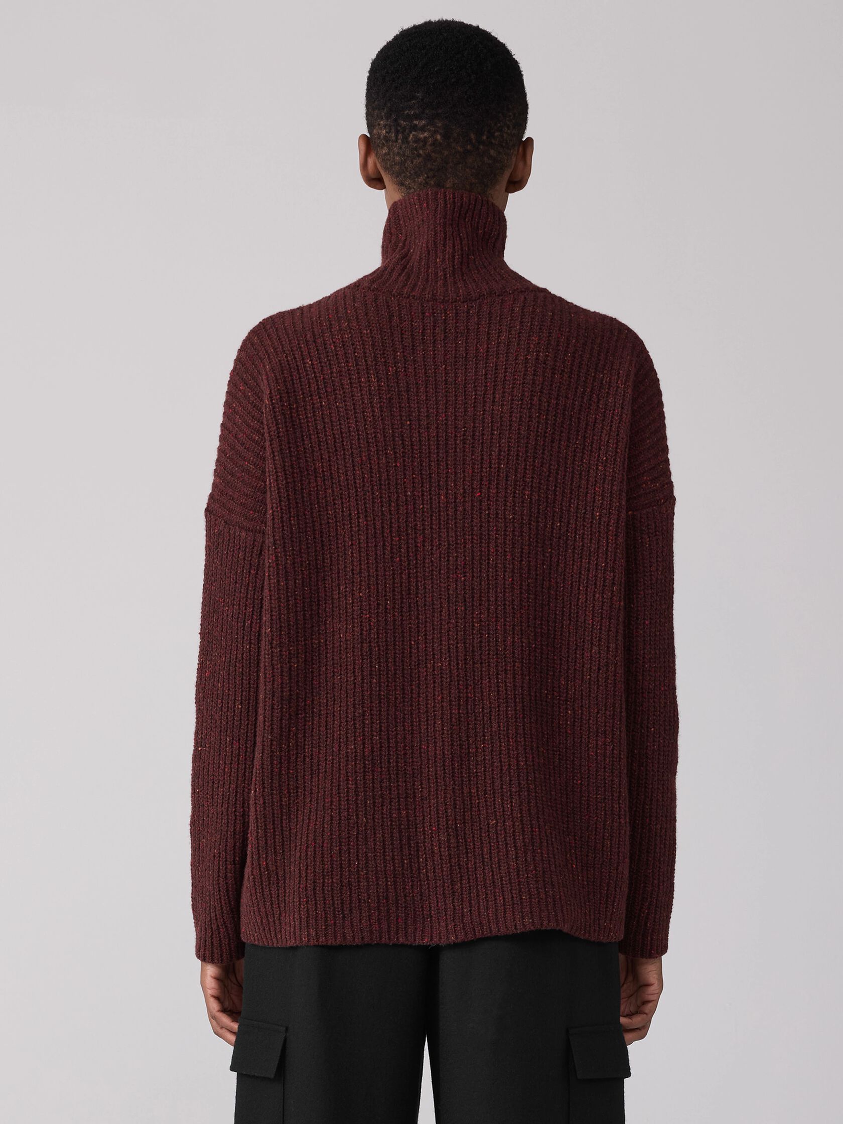 Recycled Cashmere Tweed Turtleneck Top