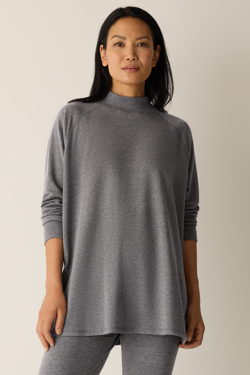 Cozy Brushed Terry Mock Neck Long Top Cozy Brushed Terry Mock Neck Long Top