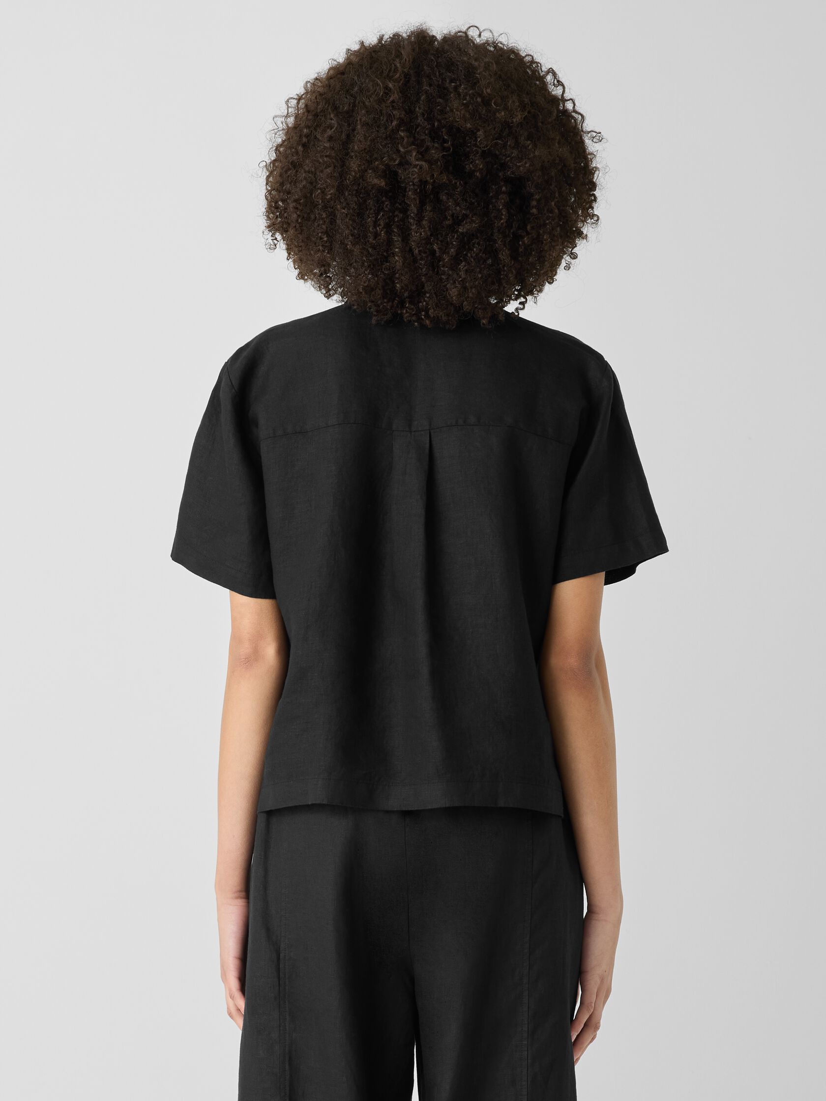 Organic Handkerchief Linen Band Collar Shirt