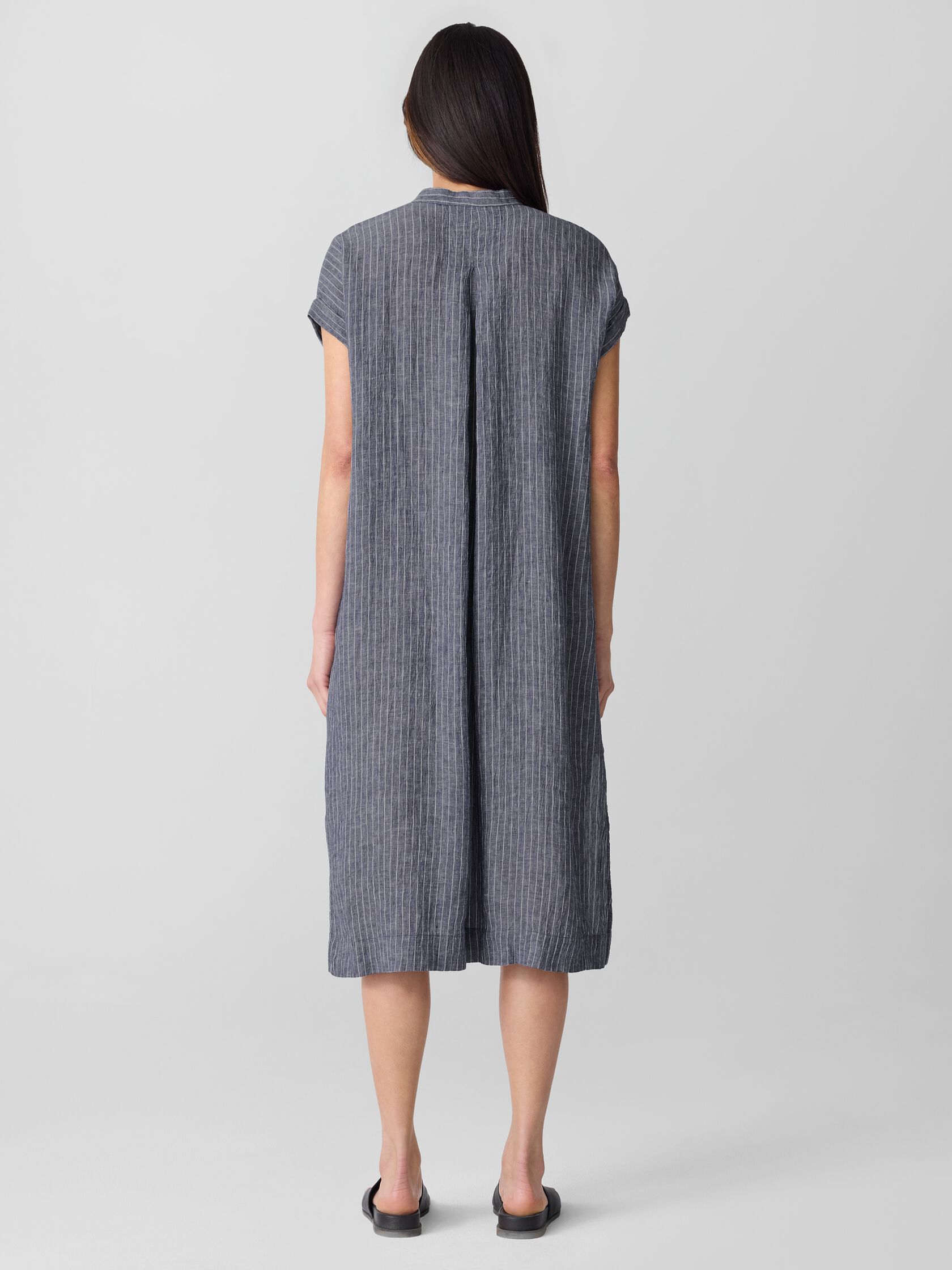 Puckered Organic Linen Shirtdress