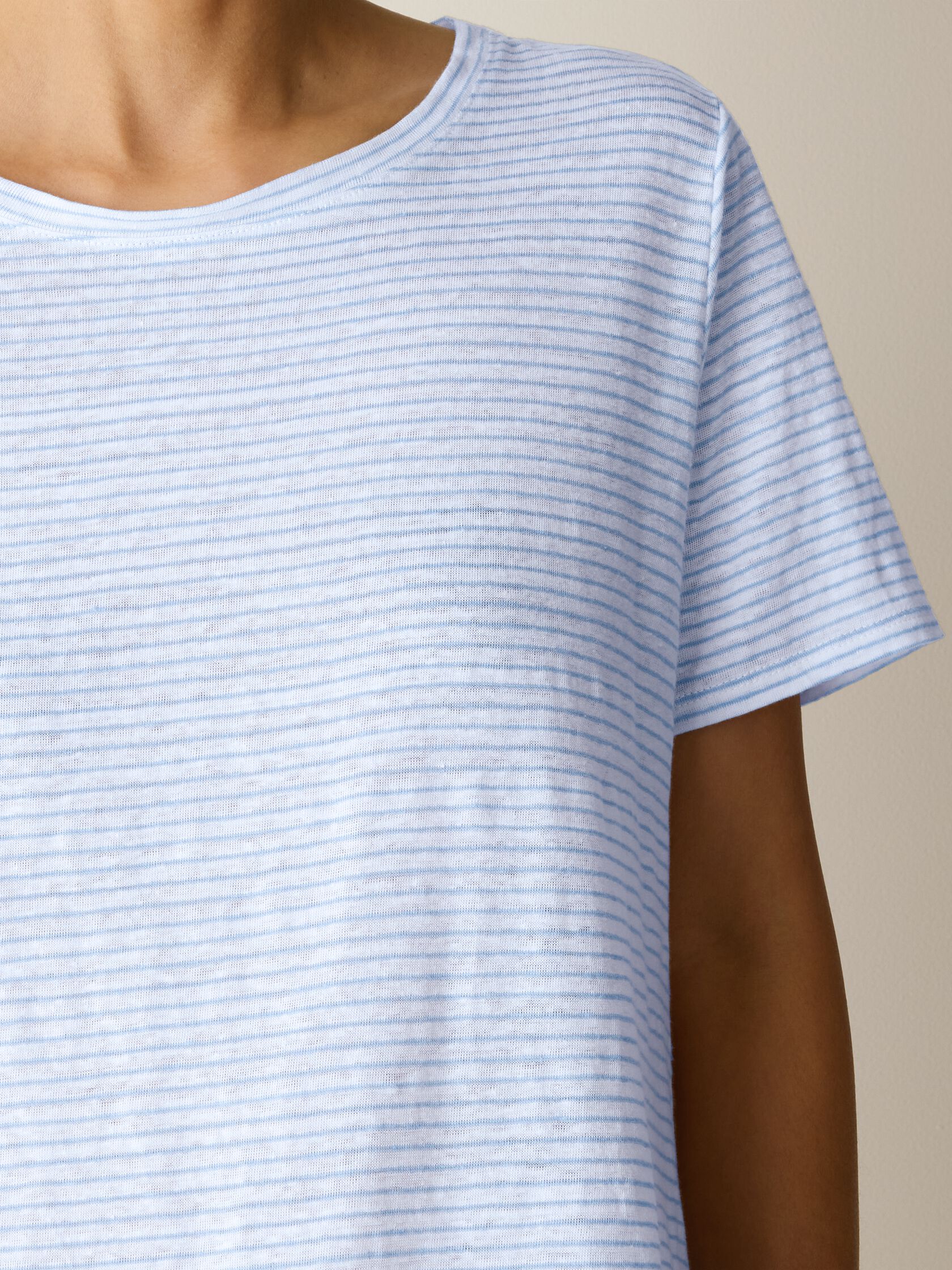 Striped Organic Linen Jersey Crew Neck Tee