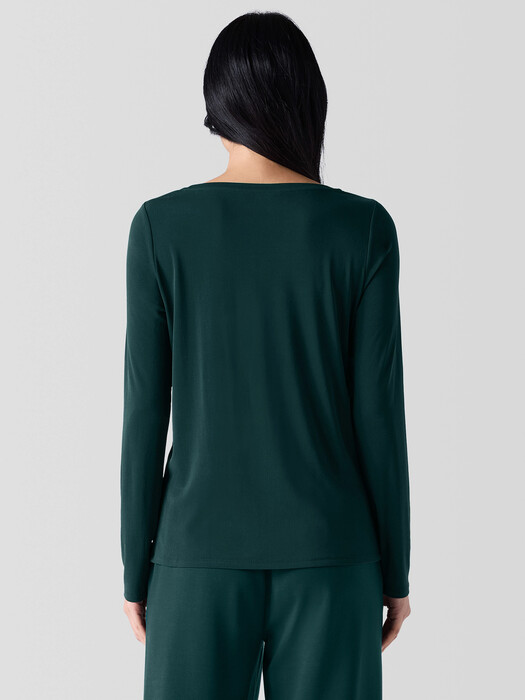 Stretch Silk Jersey Scoop Neck Top