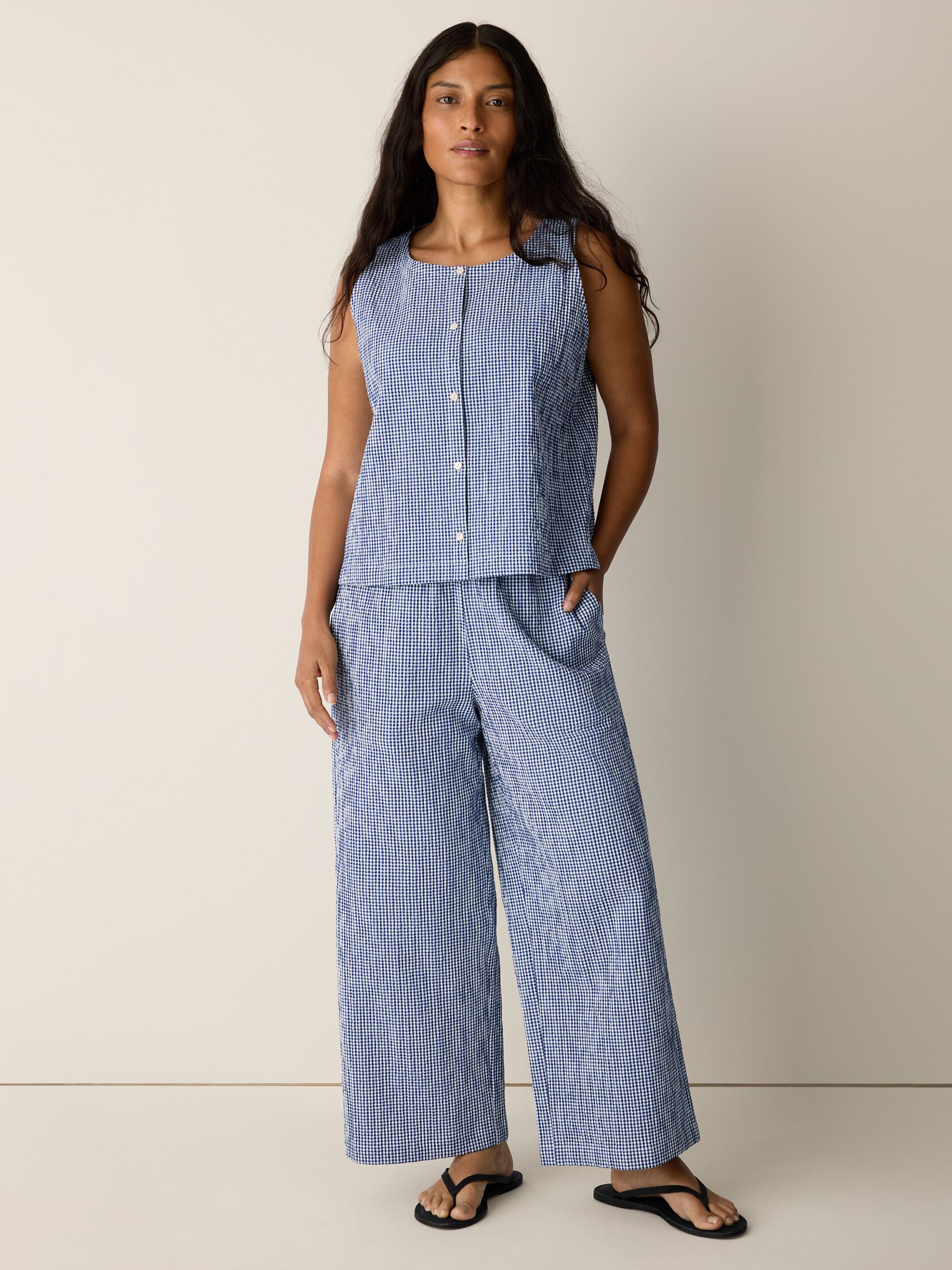 Organic Cotton Pucker Check Vest