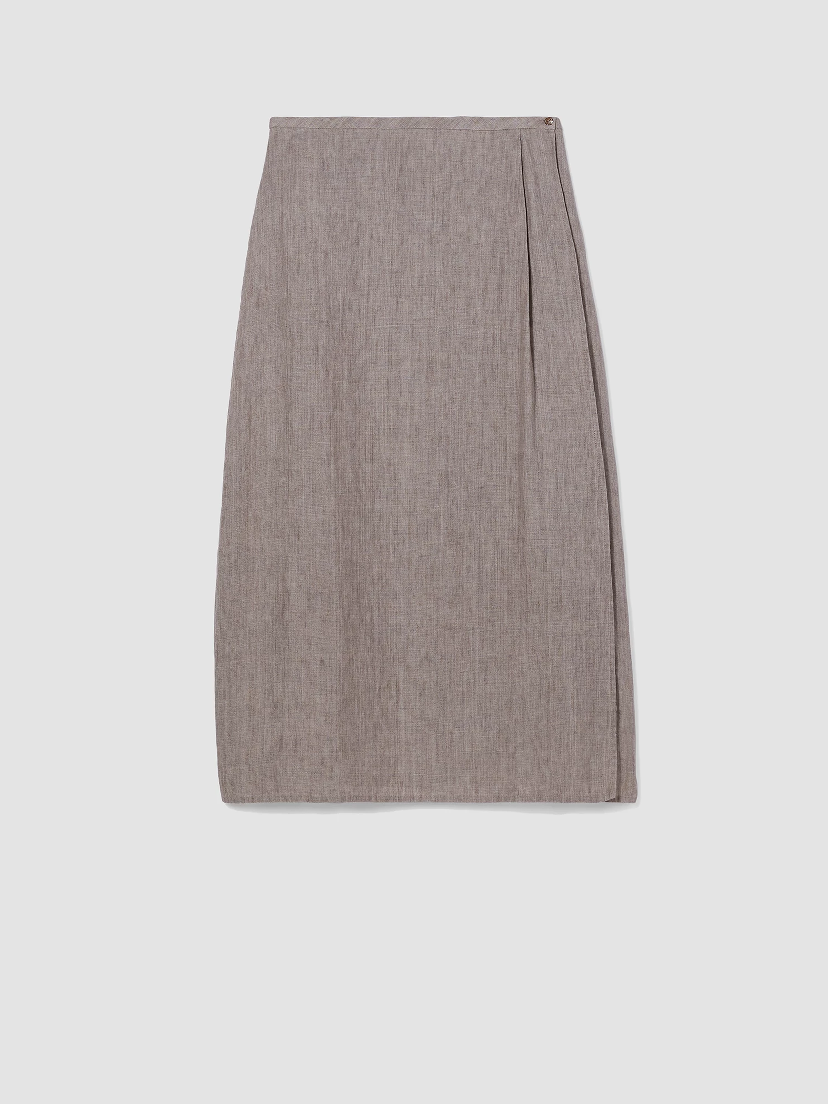 Washed Organic Linen Delave Wrap Skirt