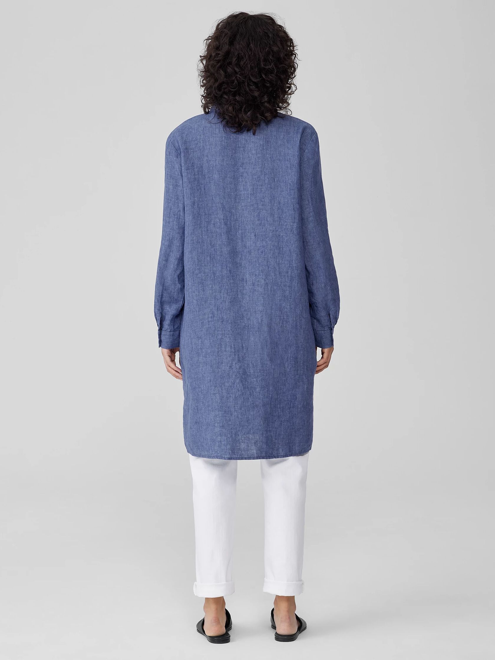 Washed Organic Linen Delave Shirtdress