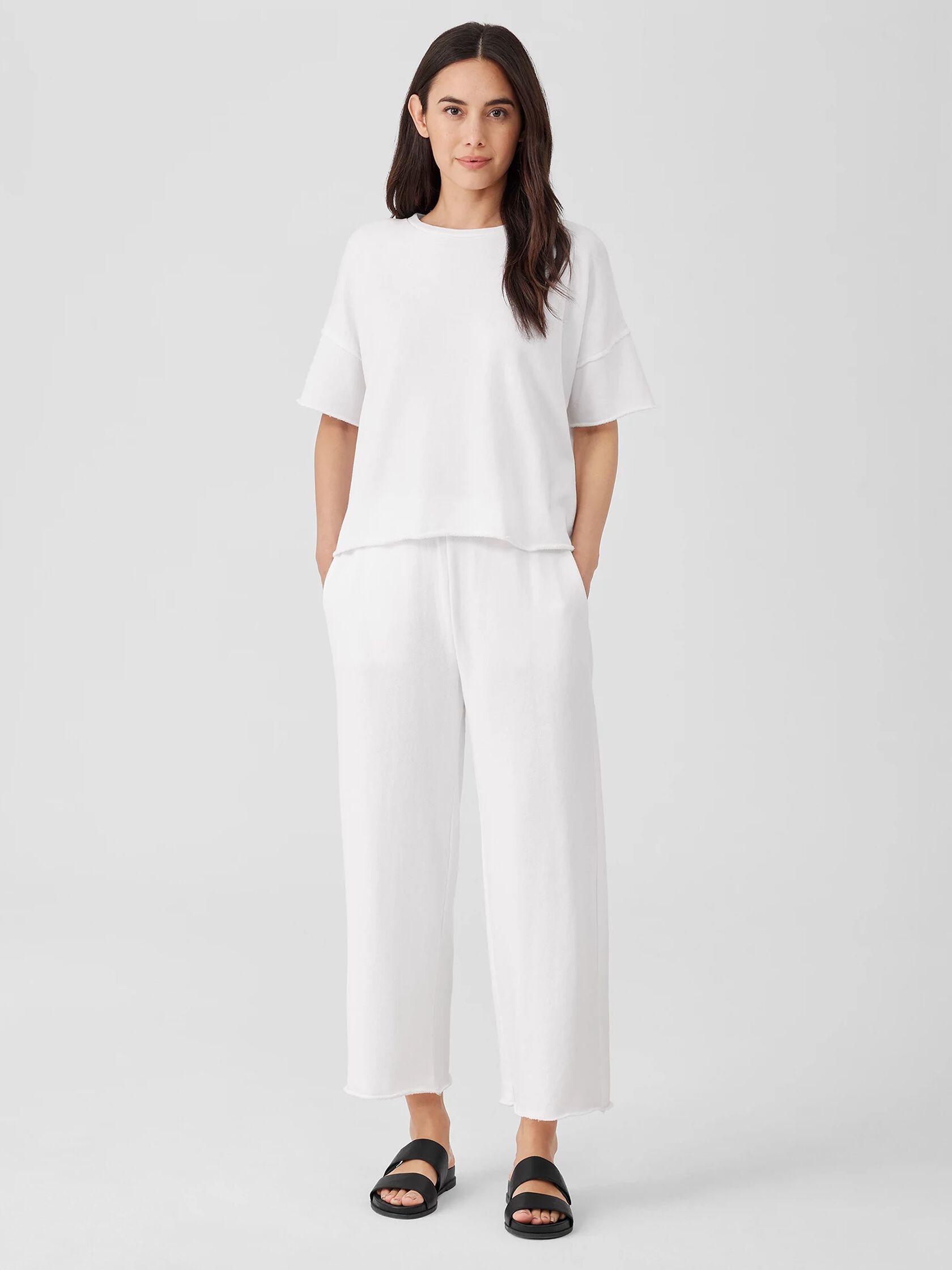 Lightweight Organic Cotton Terry Crew Neck Top