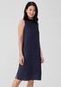 Woven Plissé Mock Neck Dress