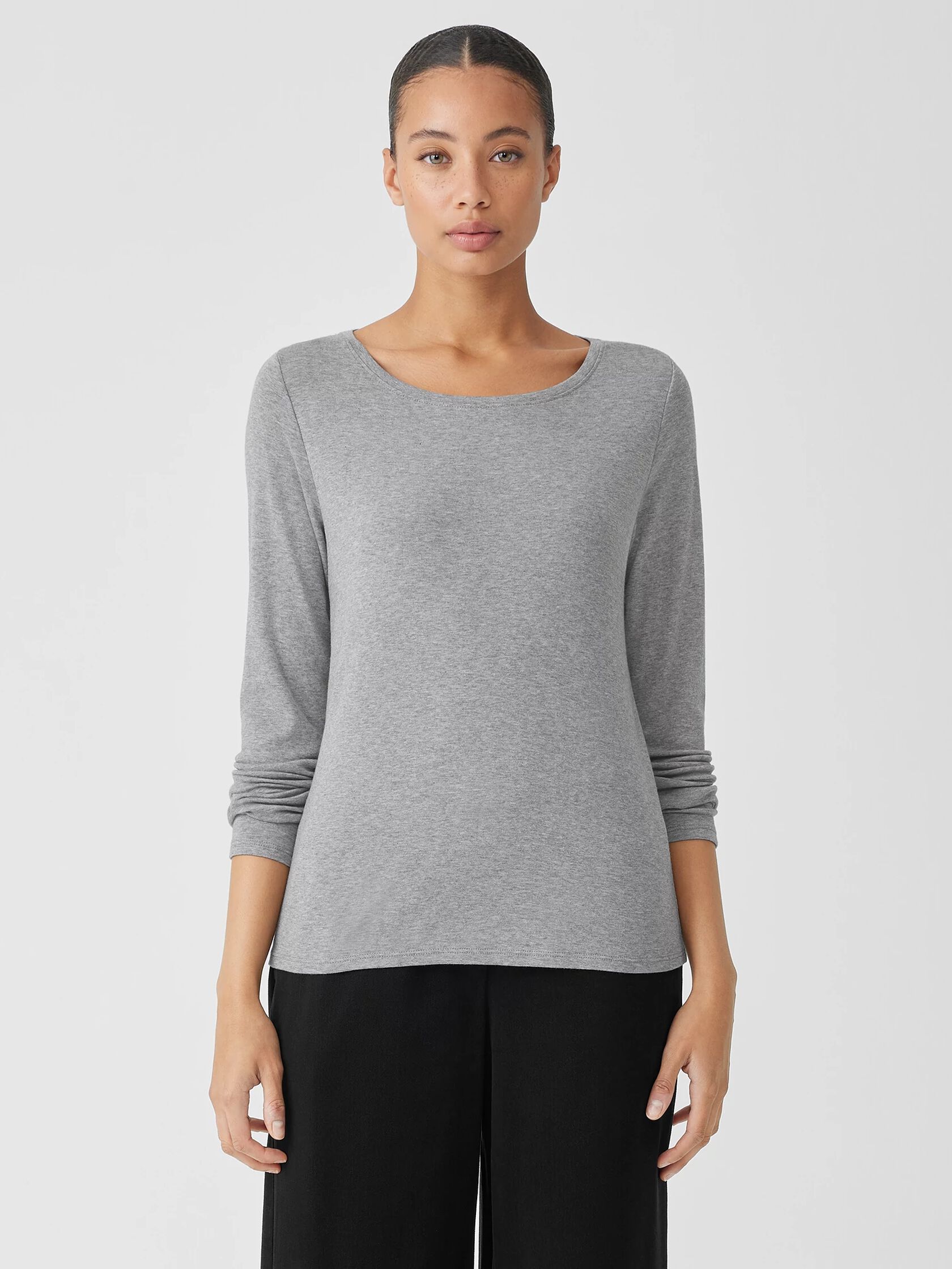 Pima Cotton Blend Scoop Neck Top