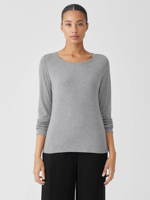 Pima Cotton Blend Scoop Neck Top