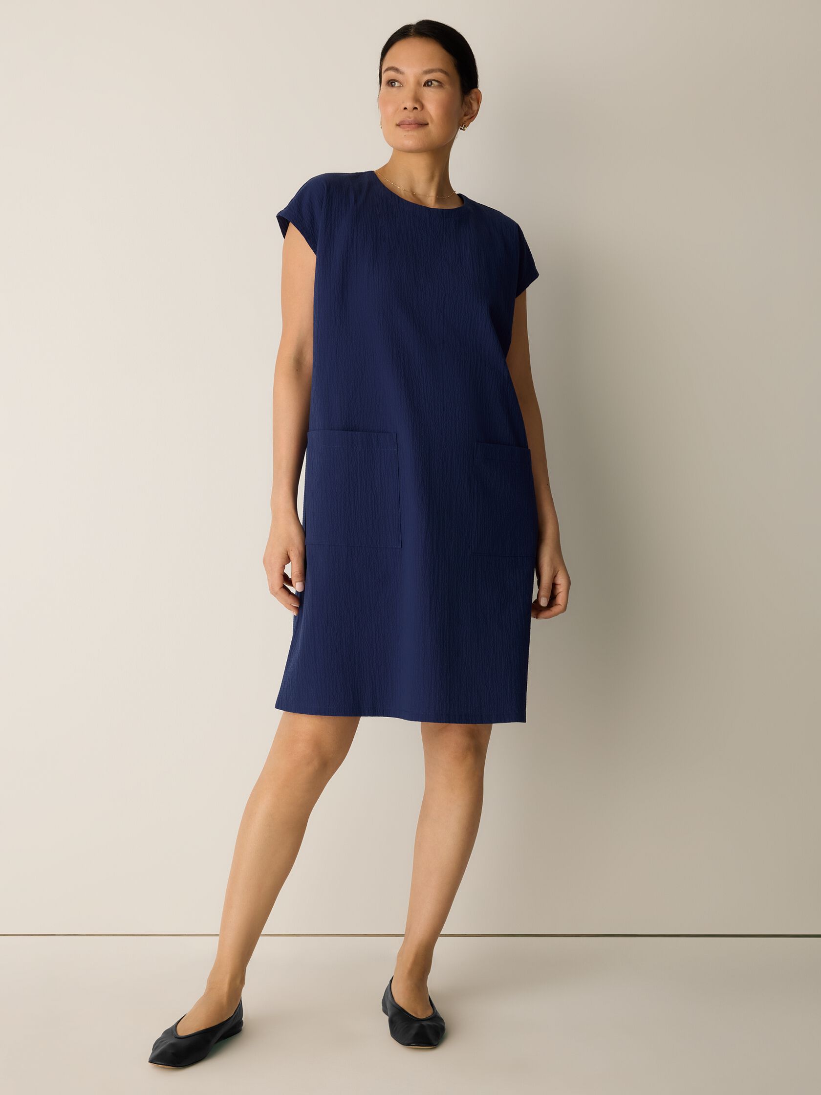 Organic Cotton Pucker Round Neck Dress