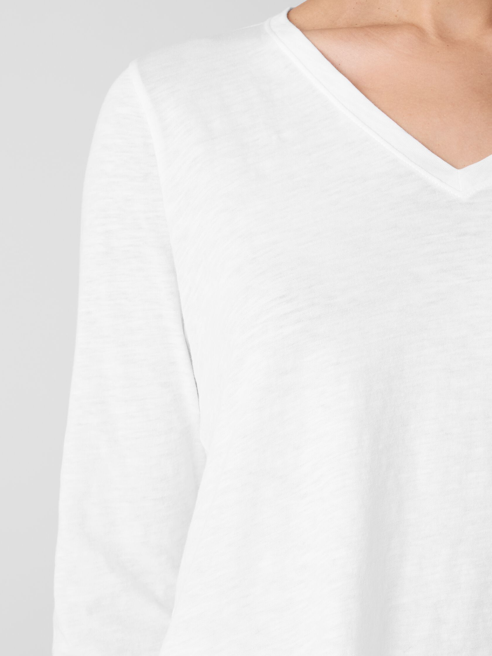 Organic Cotton Slubby Jersey V-Neck Top
