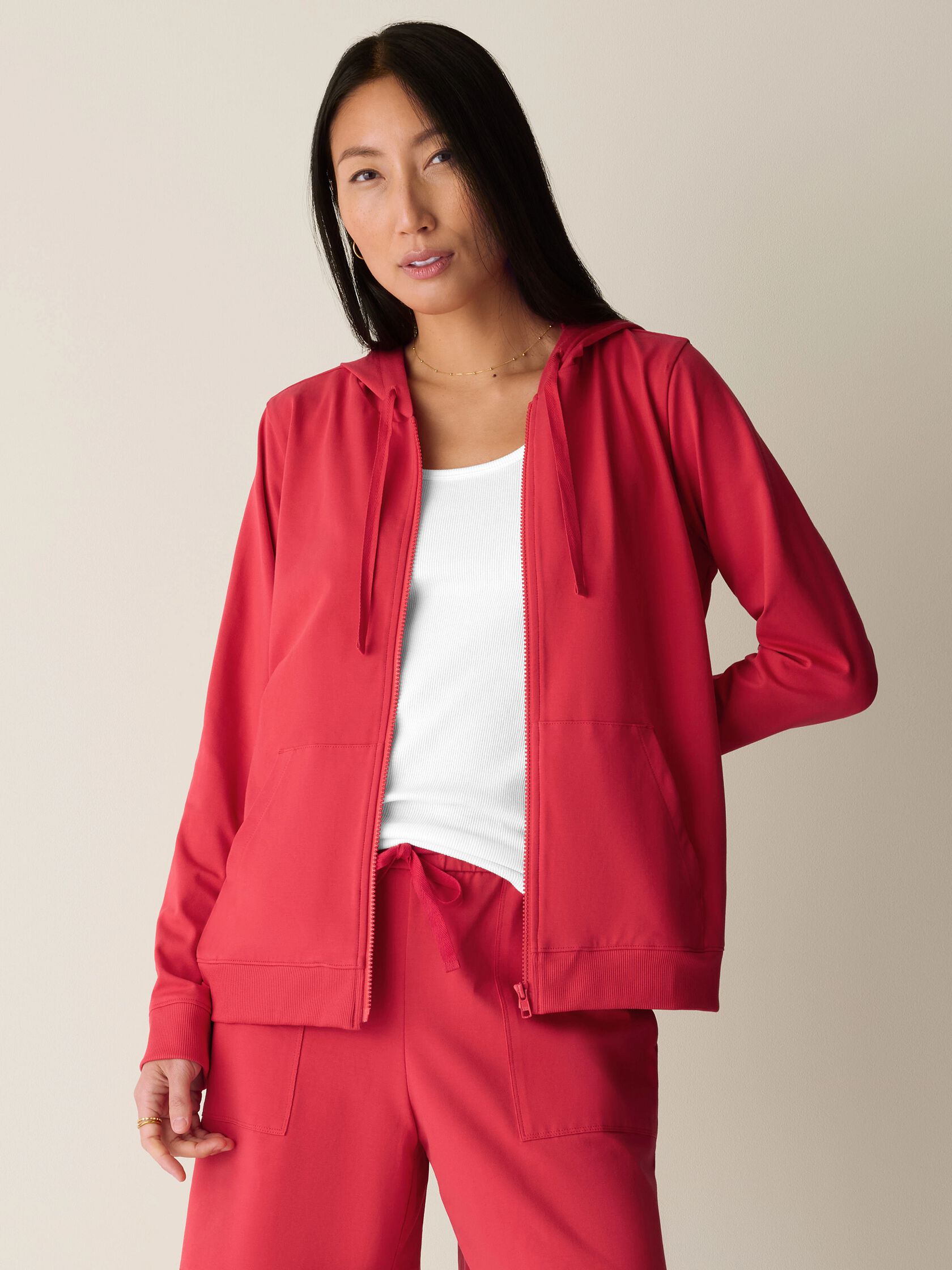 Pima Cotton Stretch Jersey Hooded Jacket