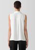 Silk Georgette Crepe Classic Collar Sleeveless Shirt