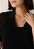 Cotton Silk Cord Split Neck Top