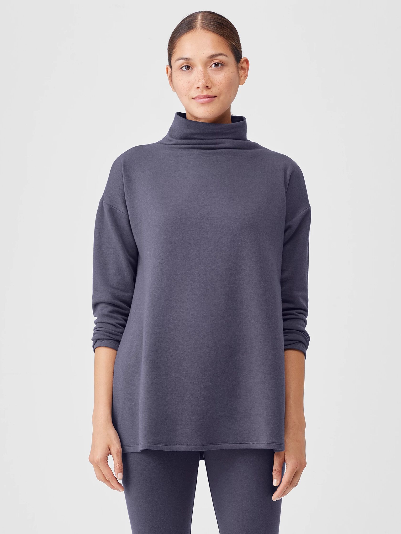 Cozy Brushed Terry Hug Funnel Neck Top