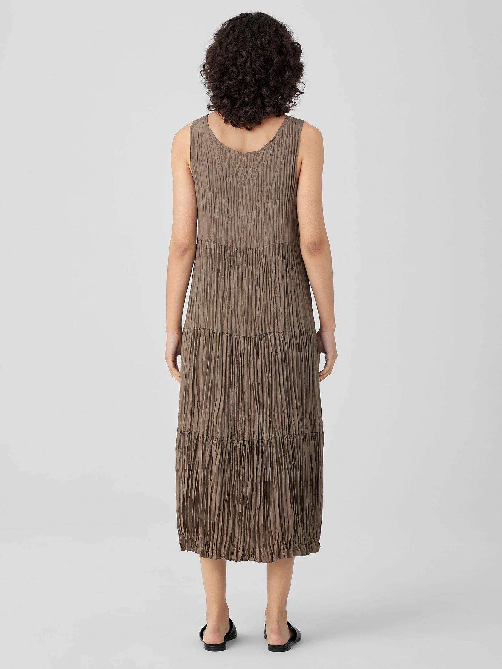 Crushed Silk Tiered Dress