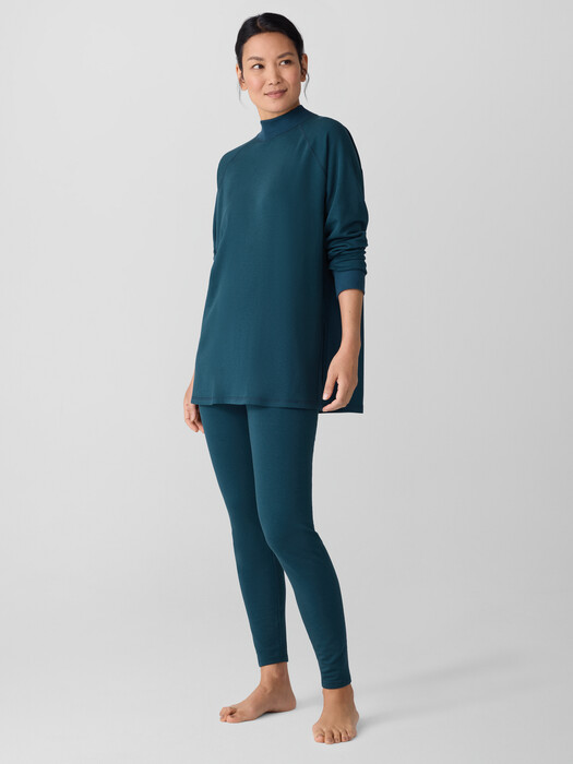 Cozy Brushed Terry Mock Neck Long Top