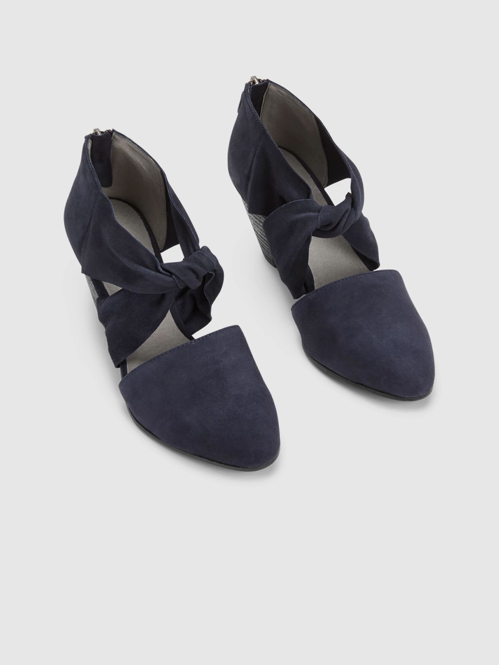 Mary Twist-Front Suede Pump