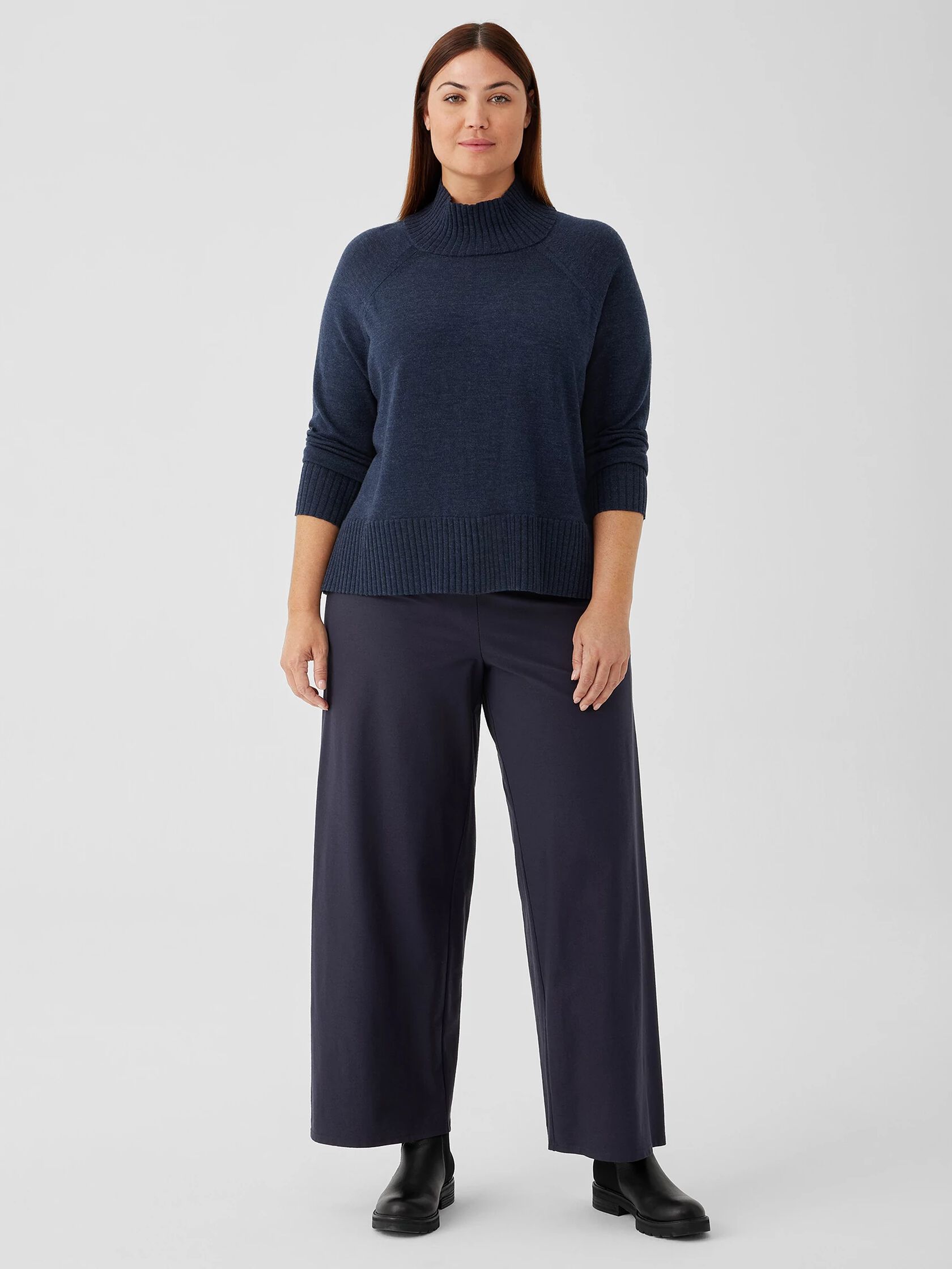 Merino Jersey Turtleneck Top in Regenerative Wool