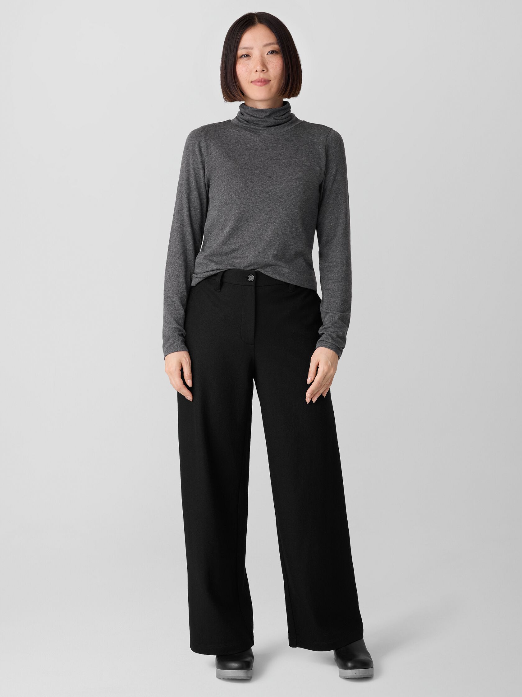 Felted Wool Jersey Wide-Leg Trouser