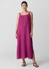 Puckered Organic Linen Plaid Square Neck Dress