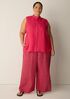 Puckered Organic Linen Grid Wide-Leg Pant