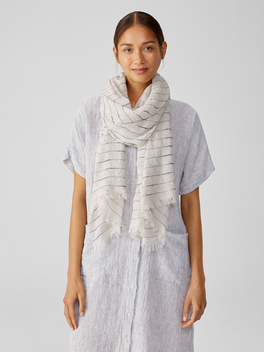 Striped Organic Cotton Mesh Scarf