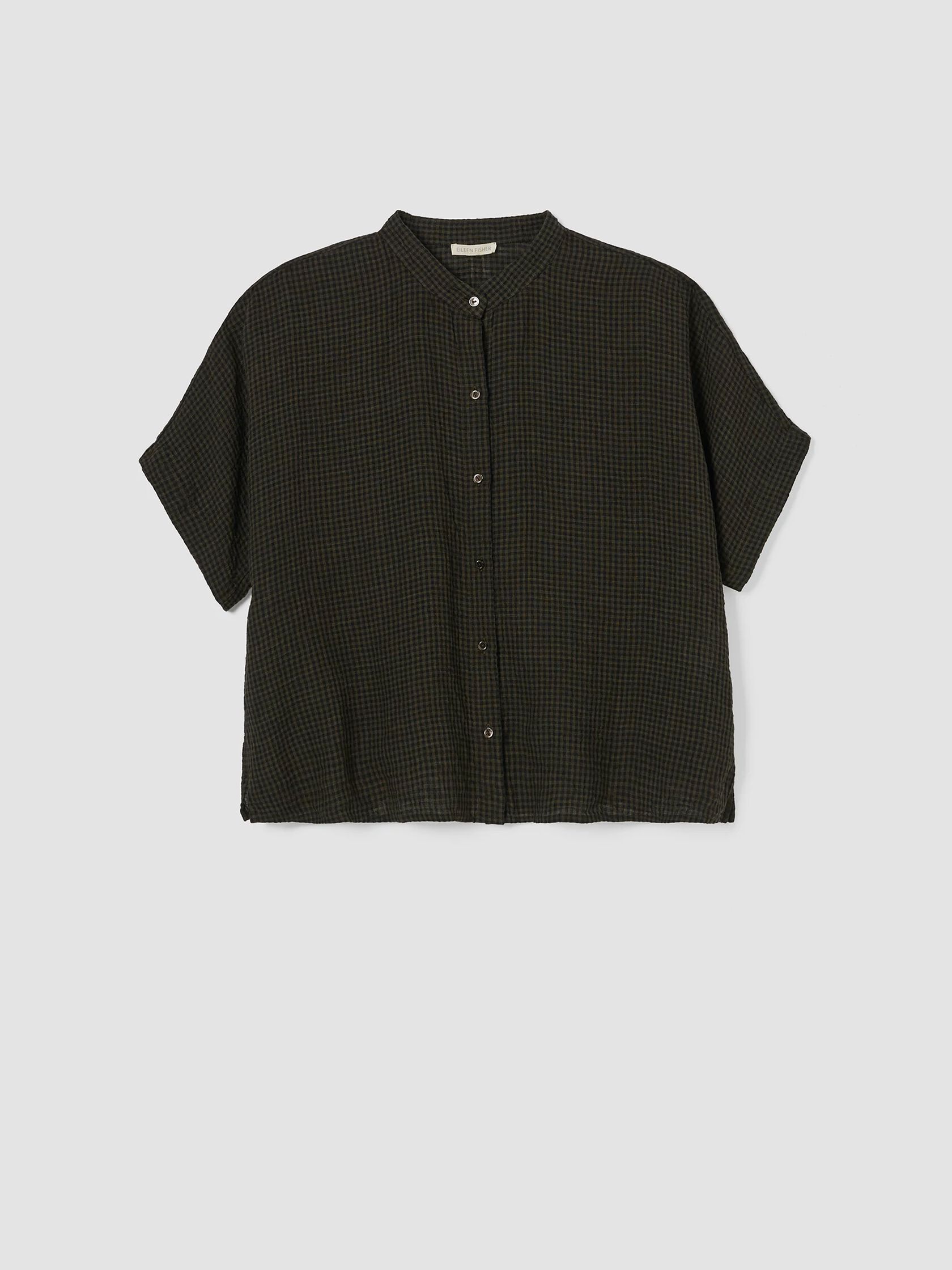 Puckered Organic Linen Short-Sleeve Shirt