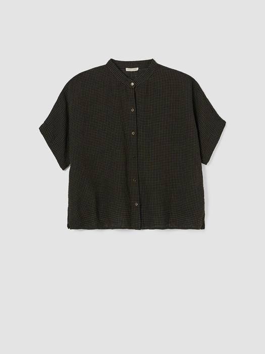 Puckered Organic Linen Short-Sleeve Shirt