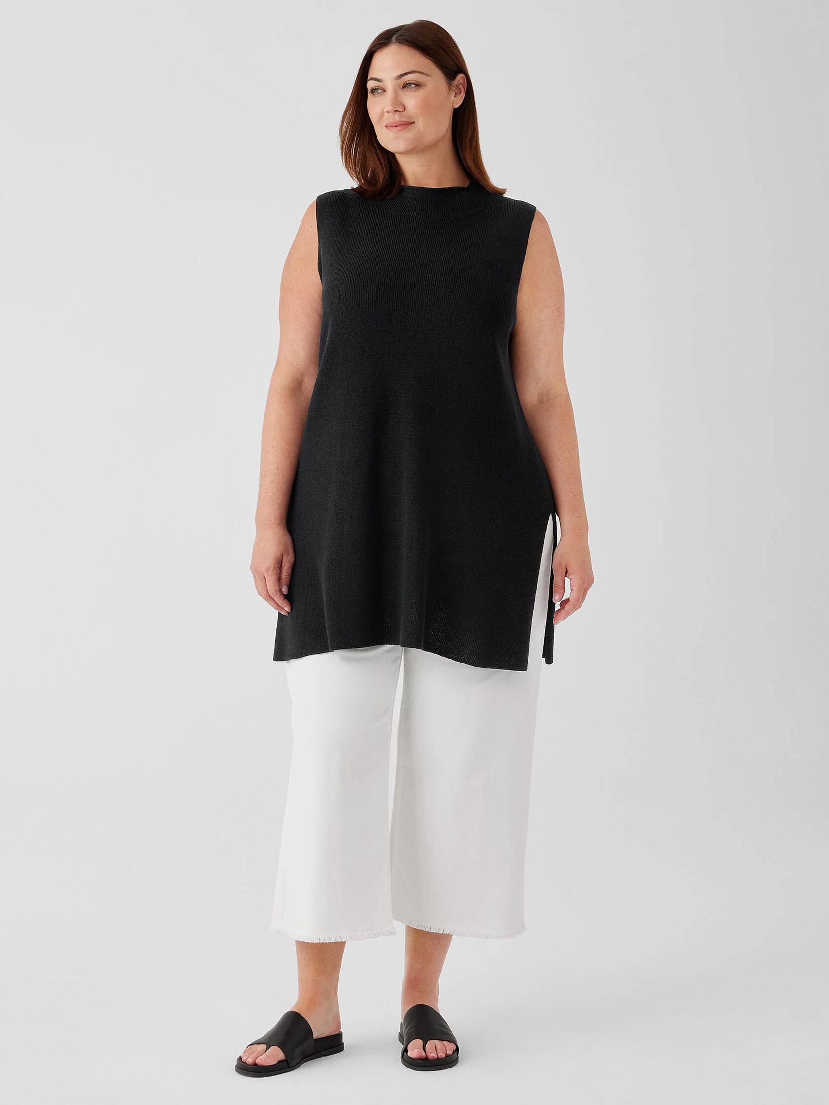 Organic Linen Cotton Funnel Neck Top