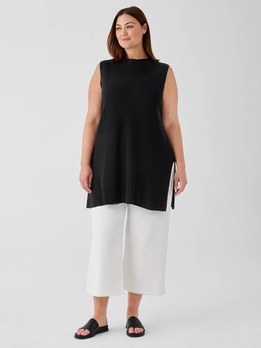 Organic Linen Cotton Funnel Neck Top