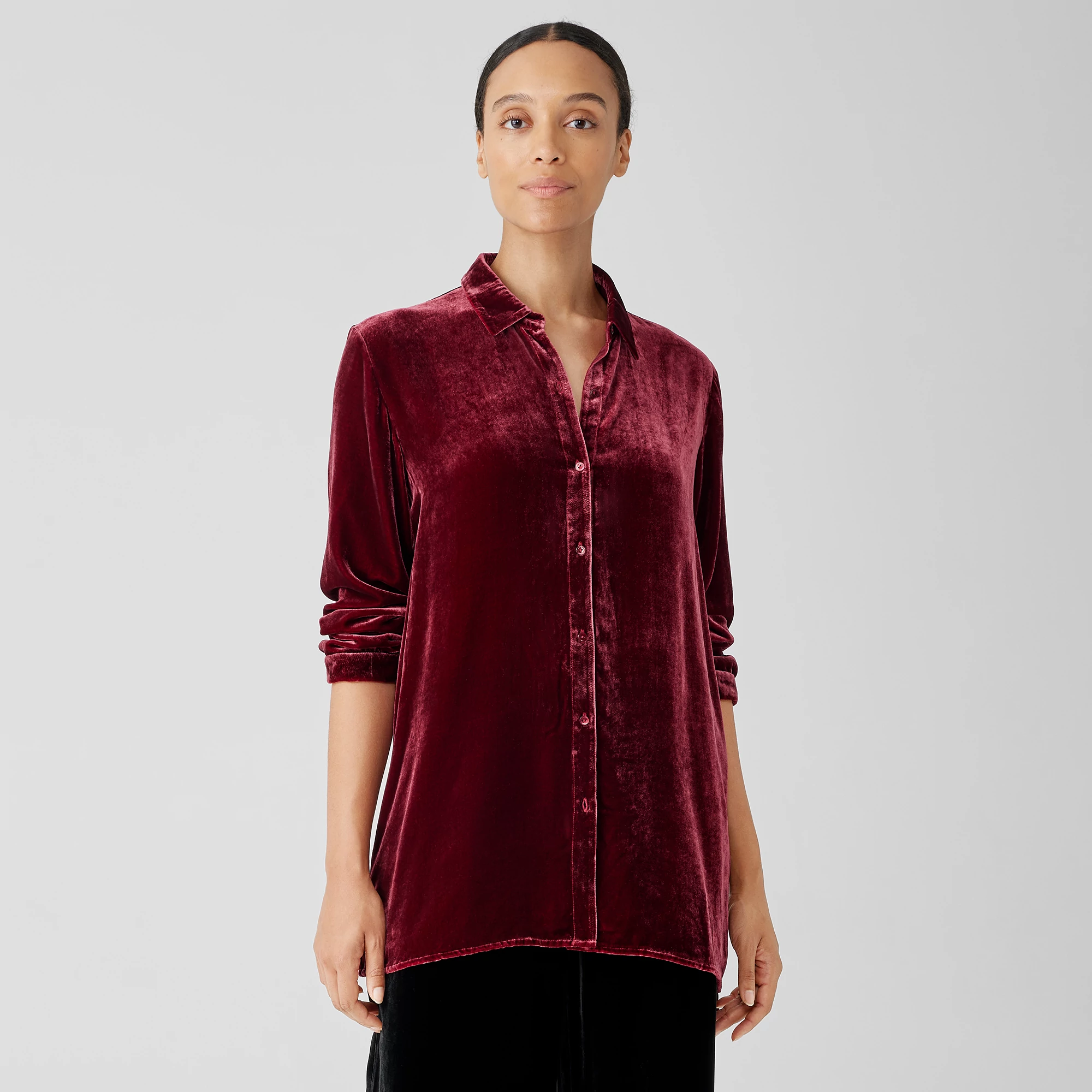 Velvet collar shirt clearance