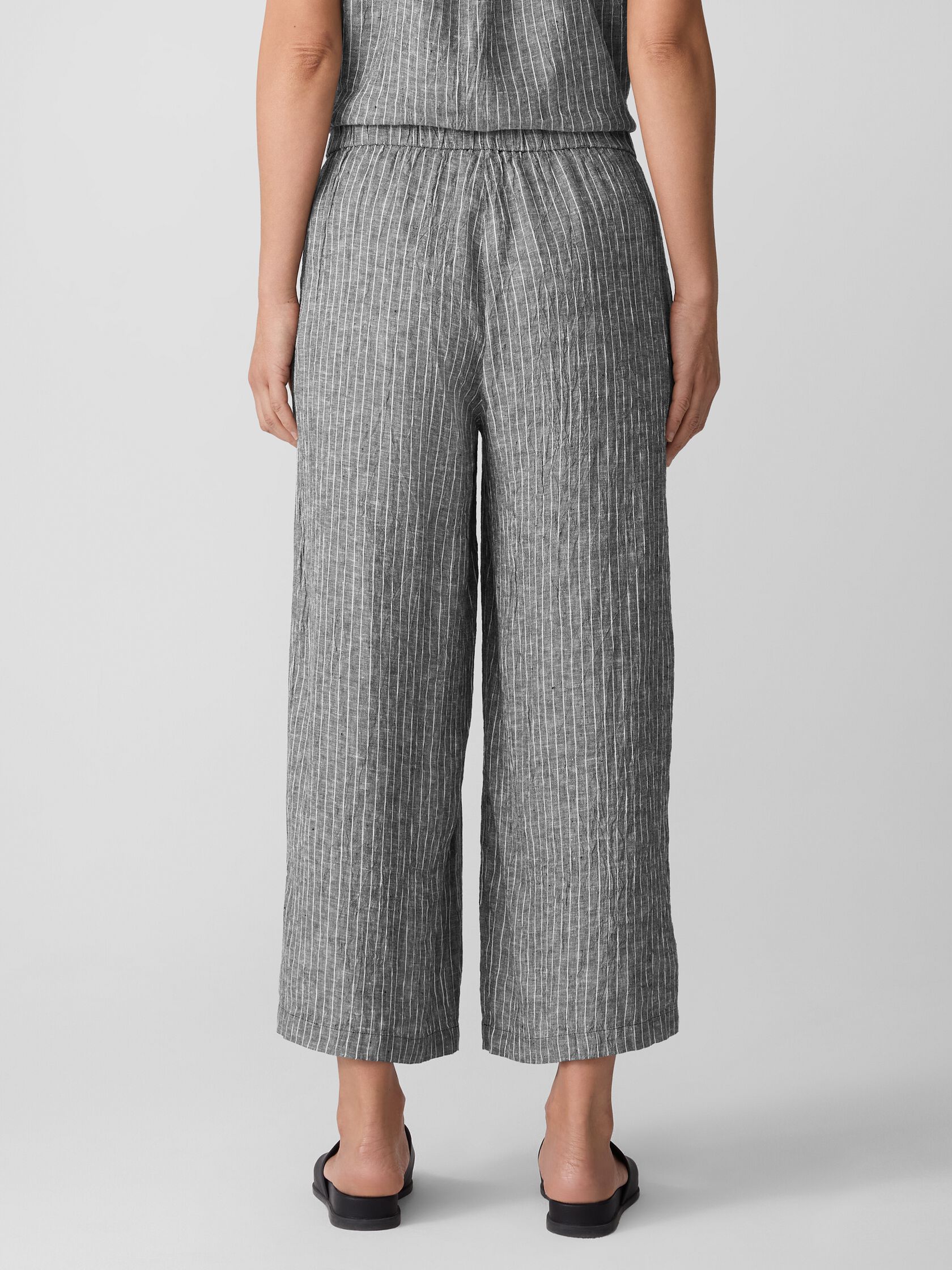 Puckered Organic Linen Wide-Leg Pant