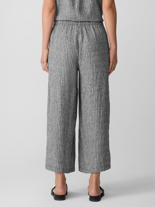 Puckered Organic Linen Wide-Leg Pant