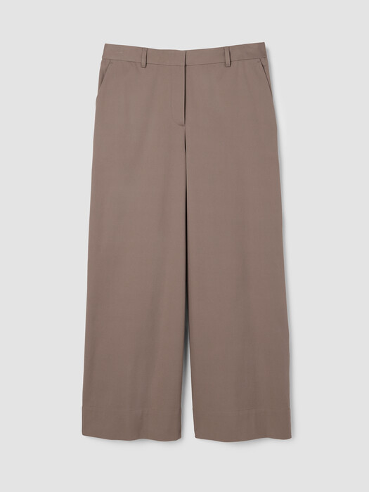 Stretch Cotton Twill Wide-Leg Trouser Pant