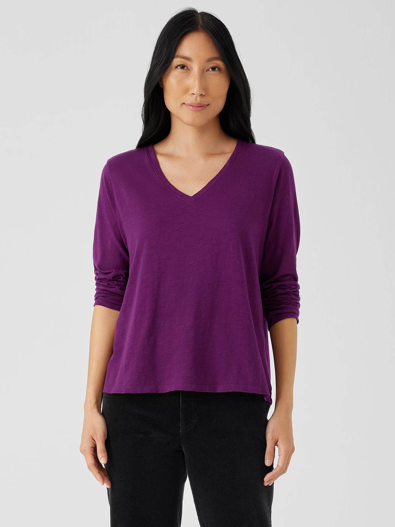 Organic Cotton Slub V-Neck Top