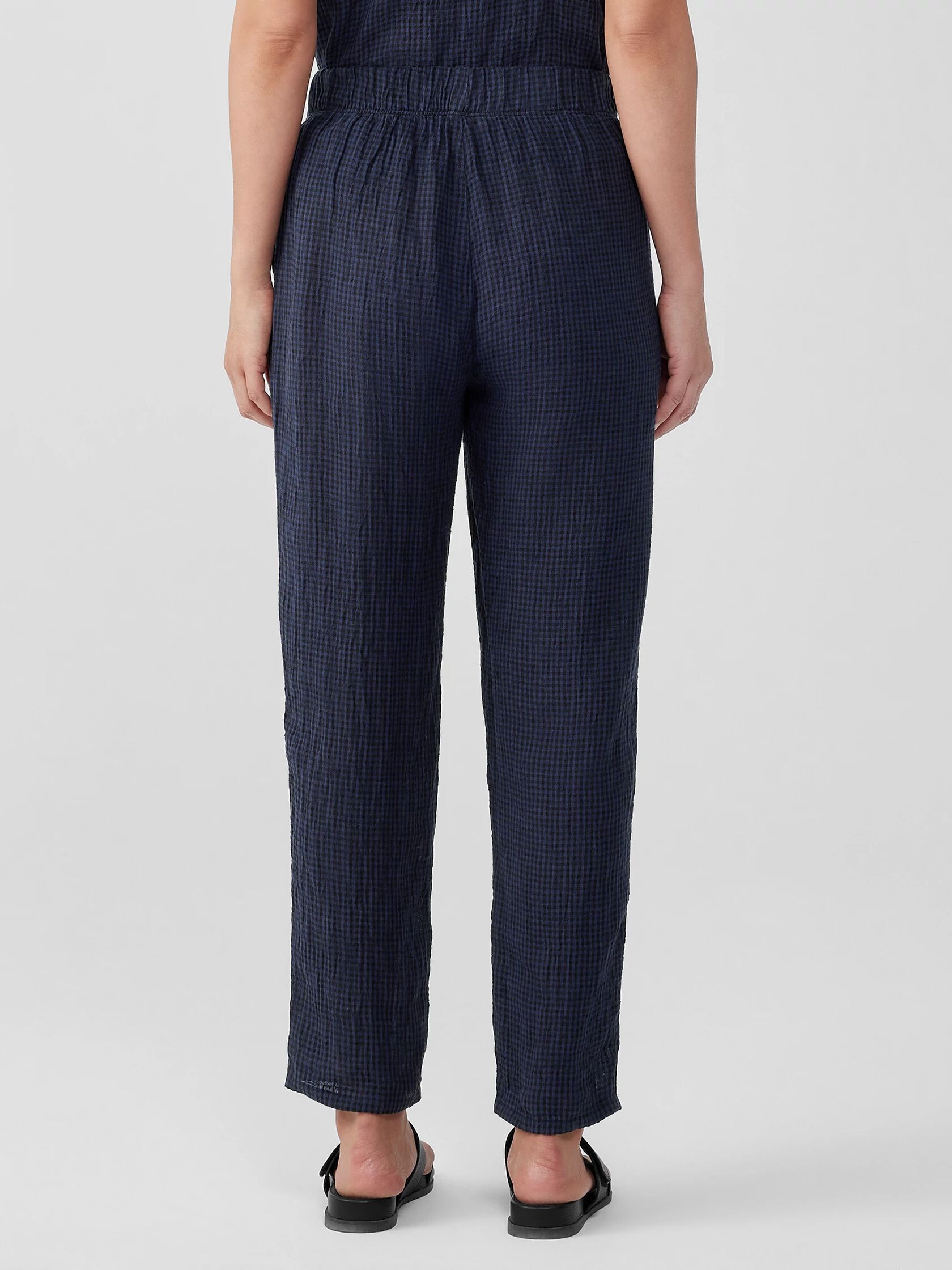 Puckered Organic Linen Tapered Pant