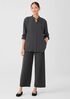 Silk Georgette Crepe Mandarin Collar Shirt