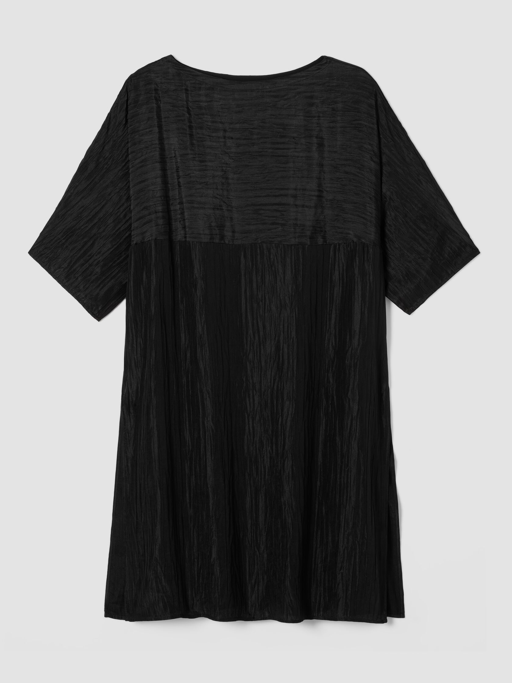 Textured Silk Jacquard Bateau Neck Long Top