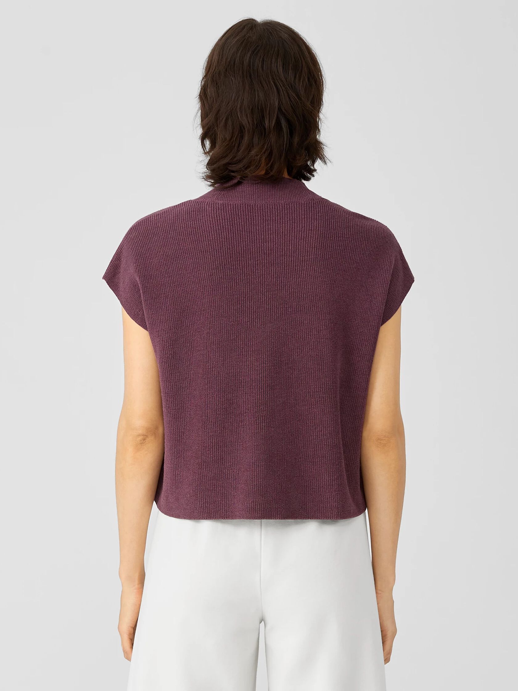 Organic Linen Cotton Mock Neck Top