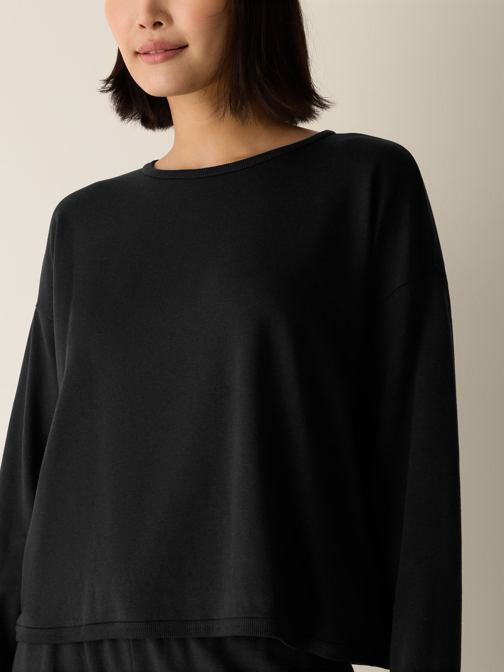 Cozy Brushed Terry Hug Round Neck Box-Top