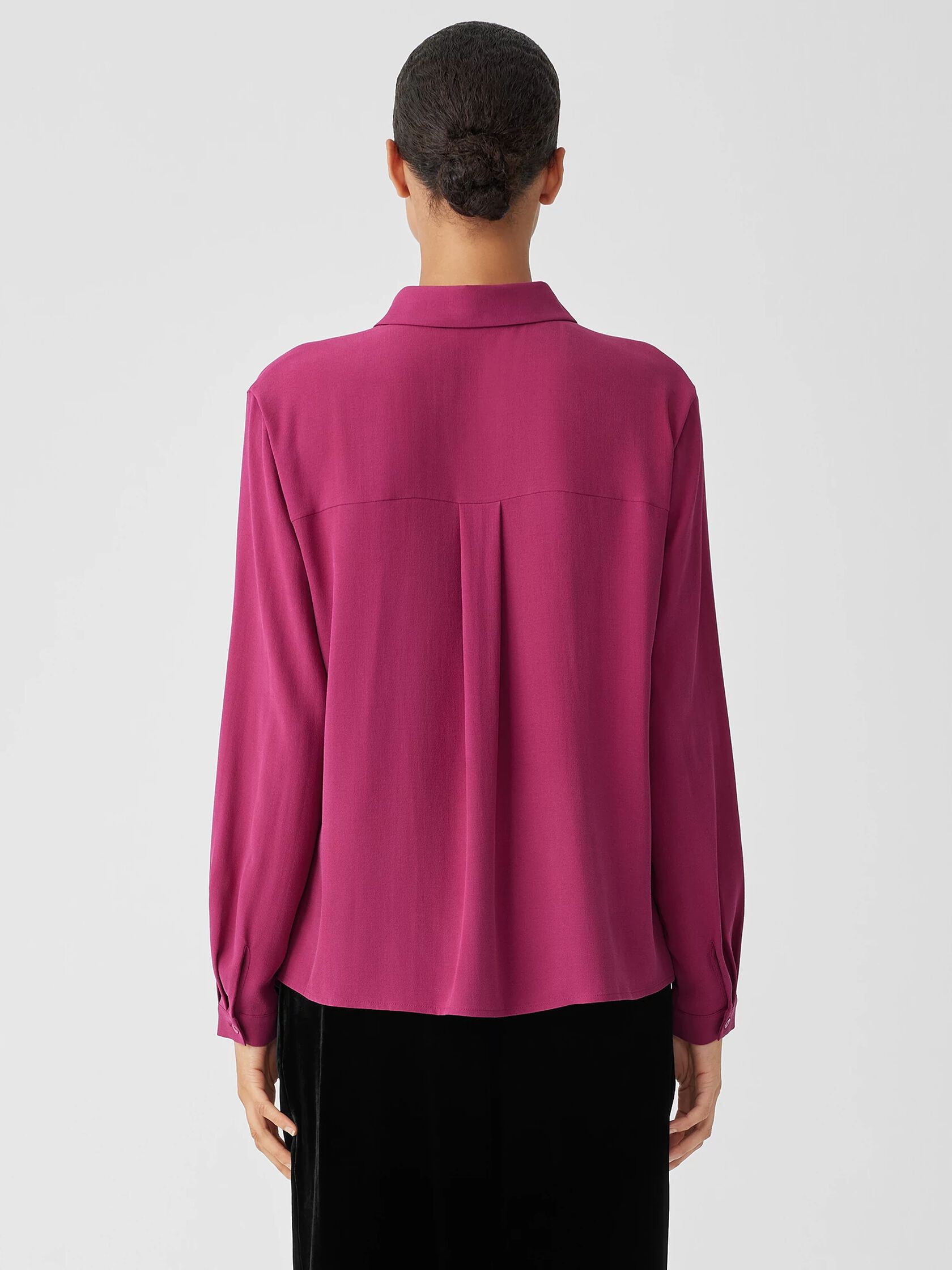 Silk Georgette Crepe Classic Collar Shirt