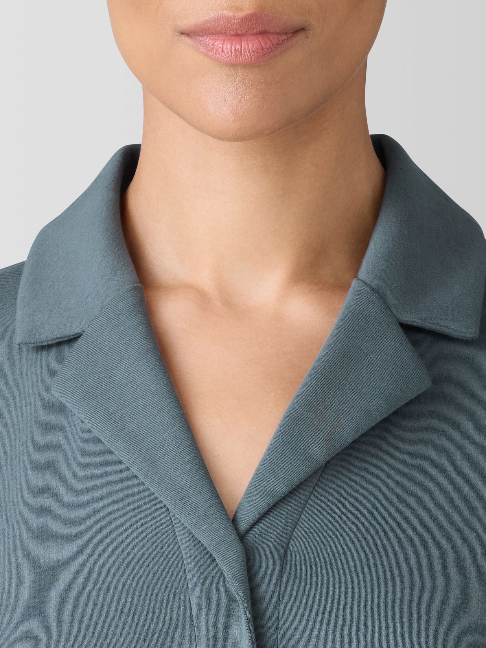 Organic Cotton Interlock Notch Collar Sleep Shirt