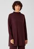 Stretch Jersey Knit Funnel Neck Long Top