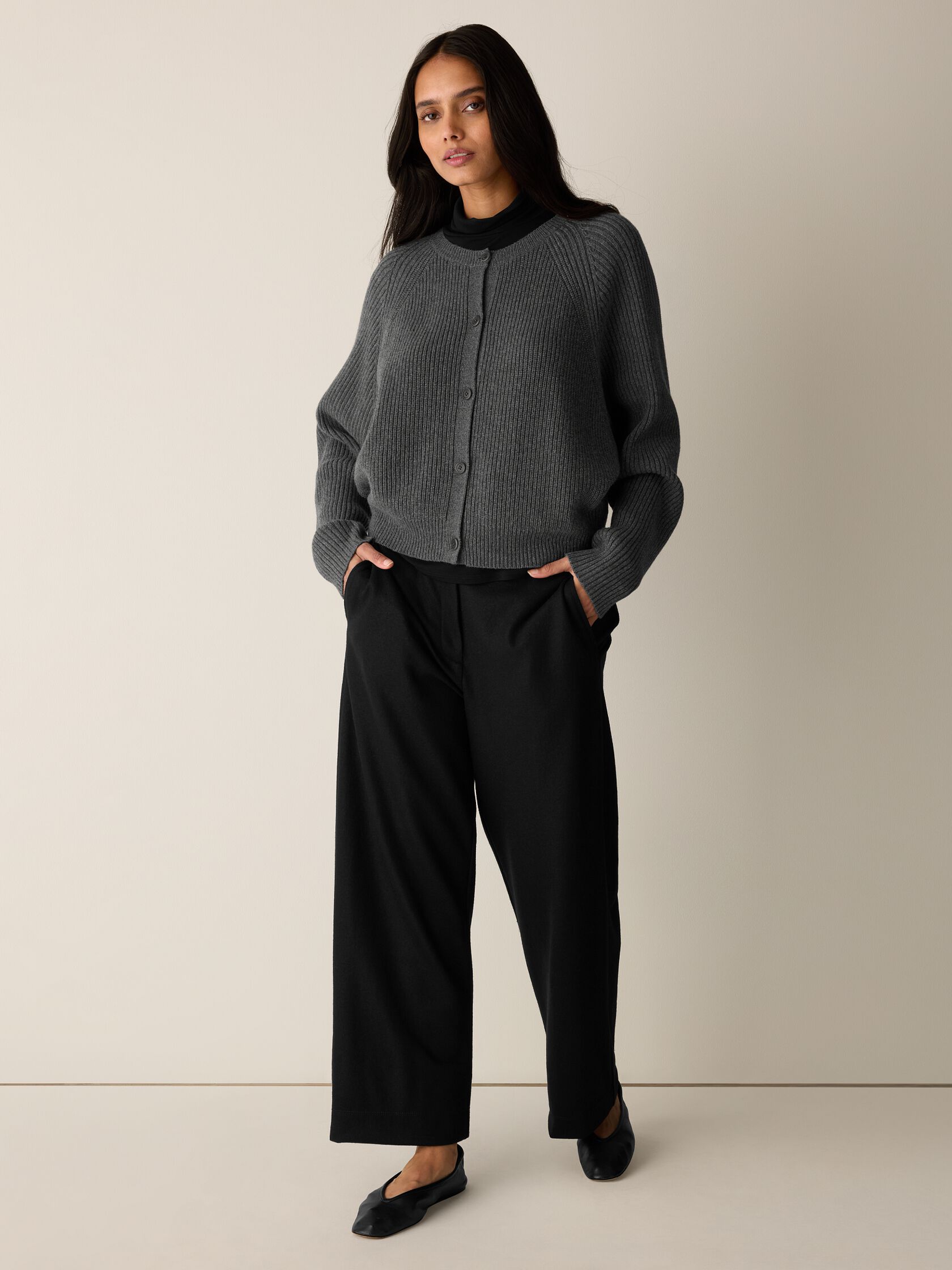 Cotton & Recycled Cashmere Crew Neck Cardigan