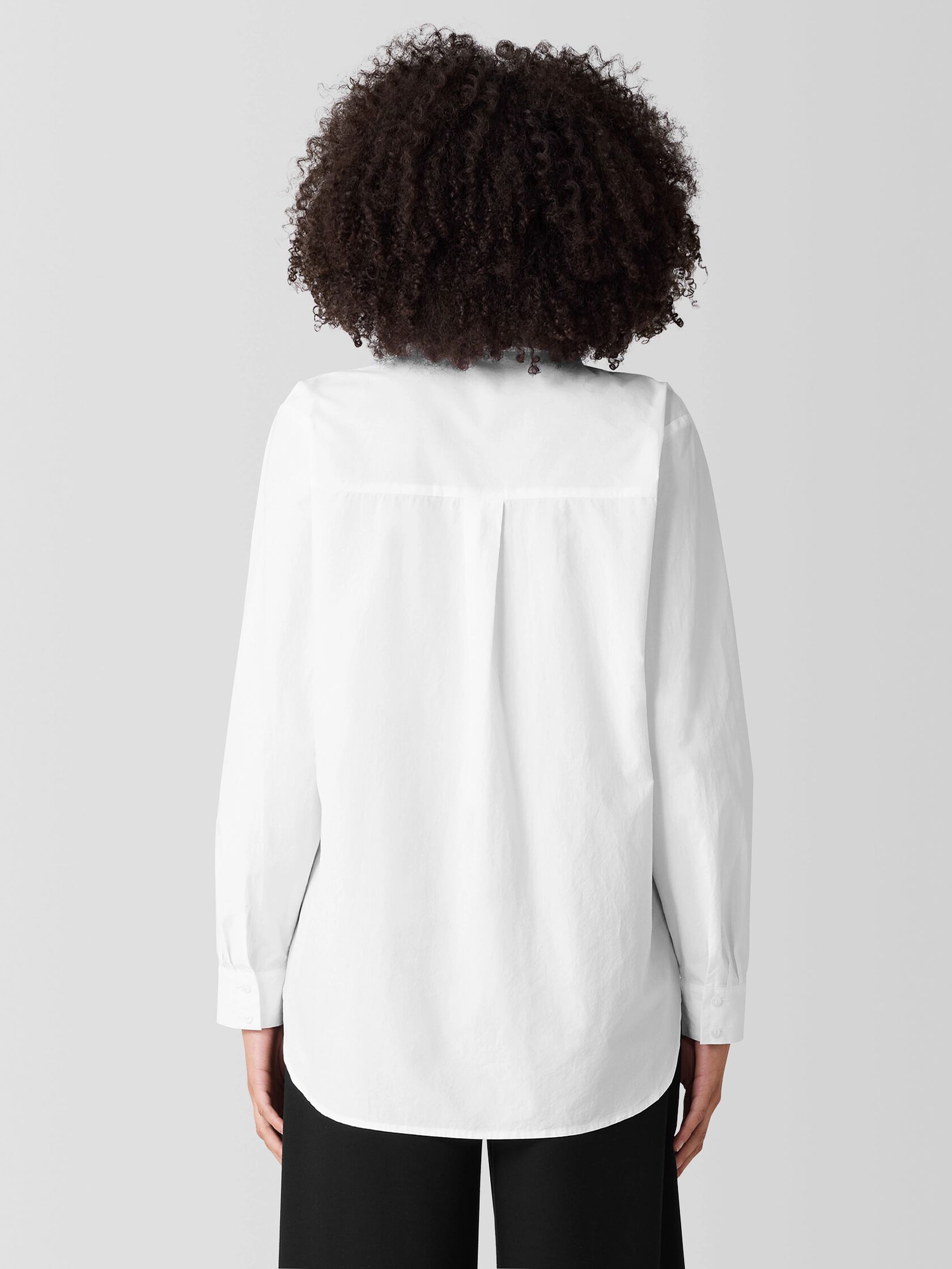 Washed Organic Cotton Poplin Classic Collar Long Shirt